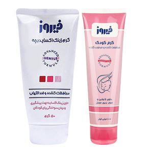 کرم محافظت کننده و مرطوب کننده وزن 100 و کرم زینک اکساید کودک فیروز مدل a1 50 گرم مجموعه 2 عددی